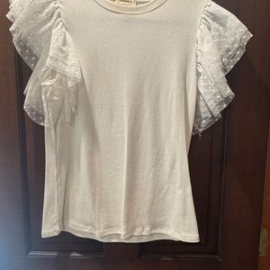 Elegant White Ruffled Sleeve Blouse